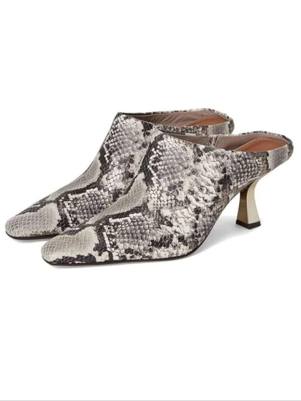 Donald Pliner Buena Mid Heel Slip on Mules Size 7.5 Python Snake Leather NEW